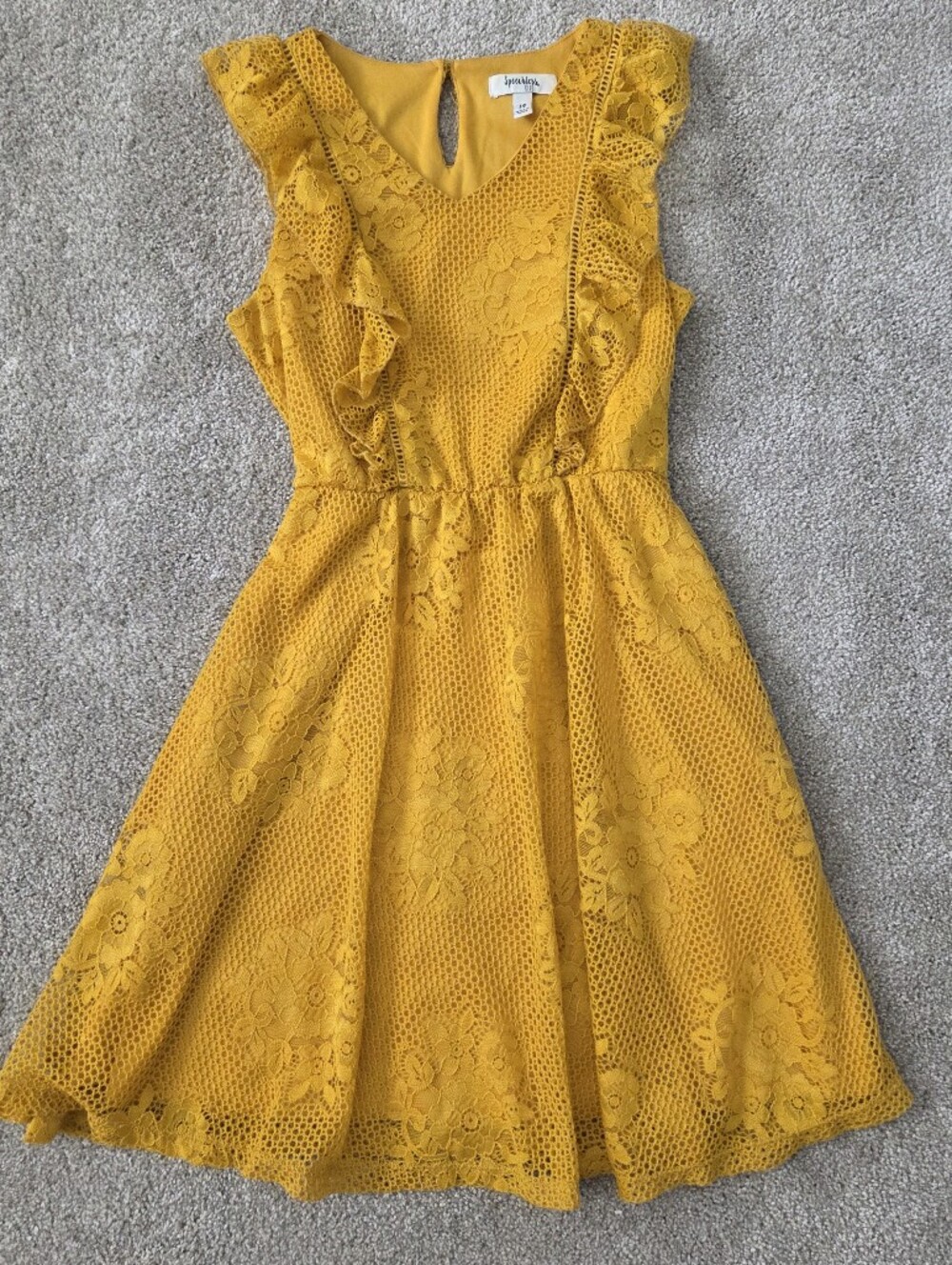 Speechless Yellow Lace Fit-and-Flare Girls Dress